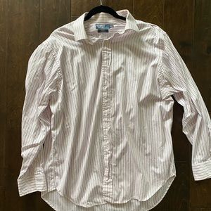 Mens Pink and Black Stripe Polo